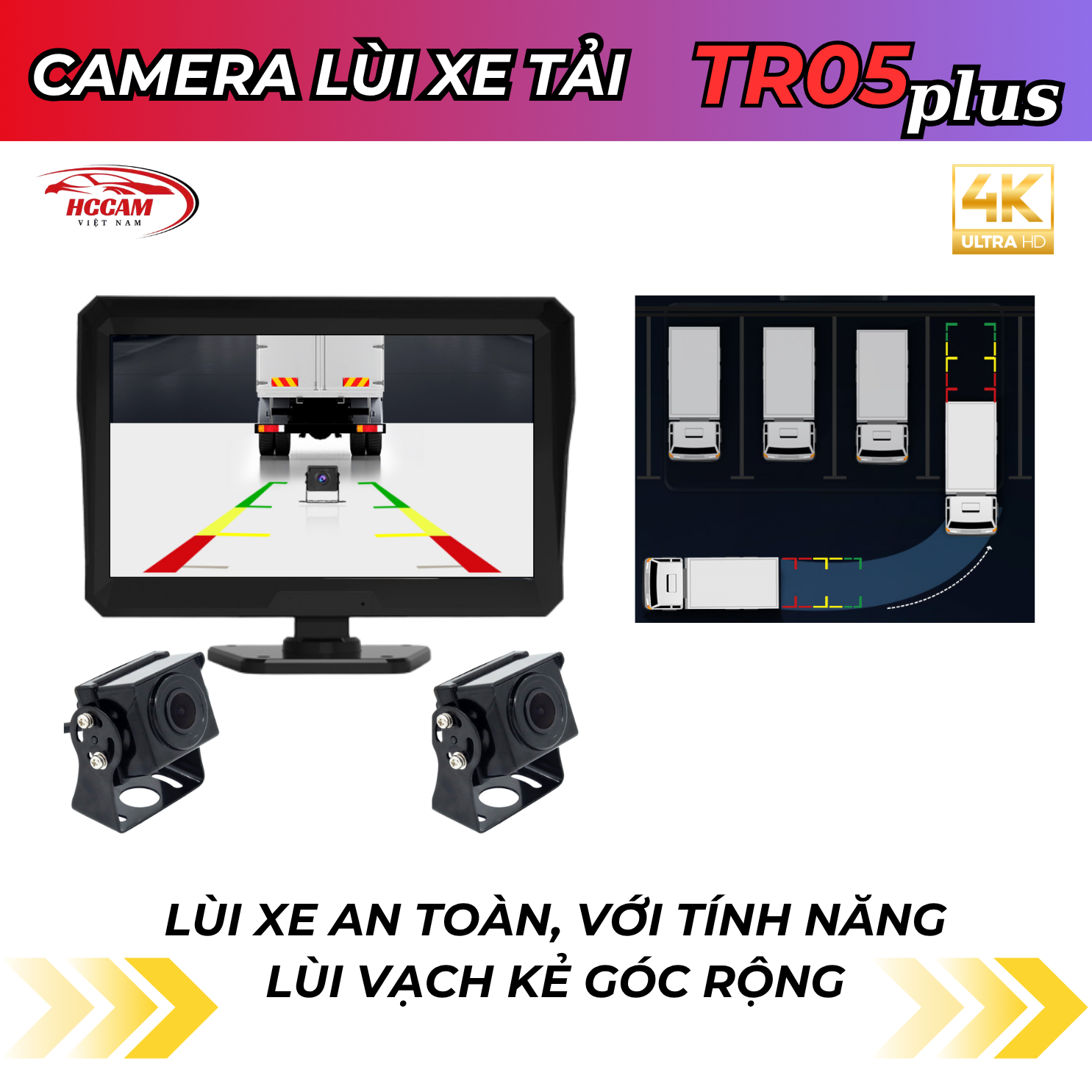 TR05 PLUS - Camera hành trình xe tải 2 mắt rời, ghi hình trước sau, ghi đè vòng lặp thông minh, hỗ trợ vạch kẻ lùi, hỗ trợ hồng ngoại quay đêm... 2